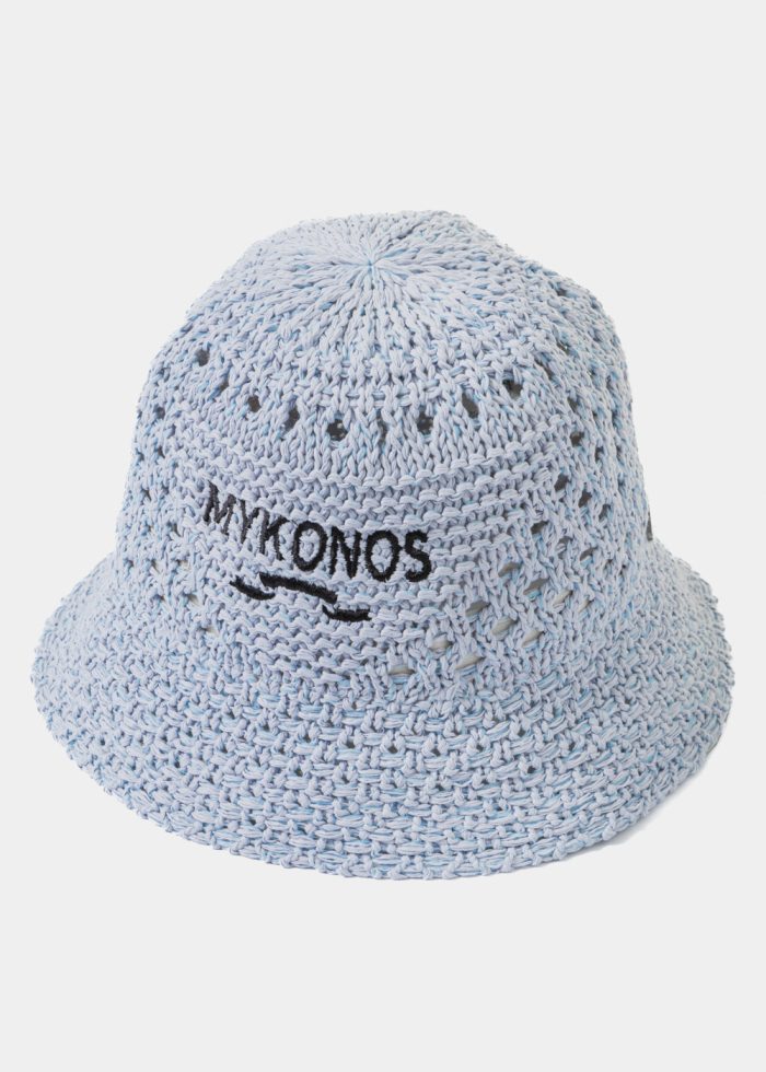 Light Blue "Mykonos" Knitted Bucket Hat - Image 2