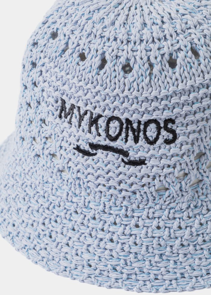 Light Blue "Mykonos" Knitted Bucket Hat - Image 3