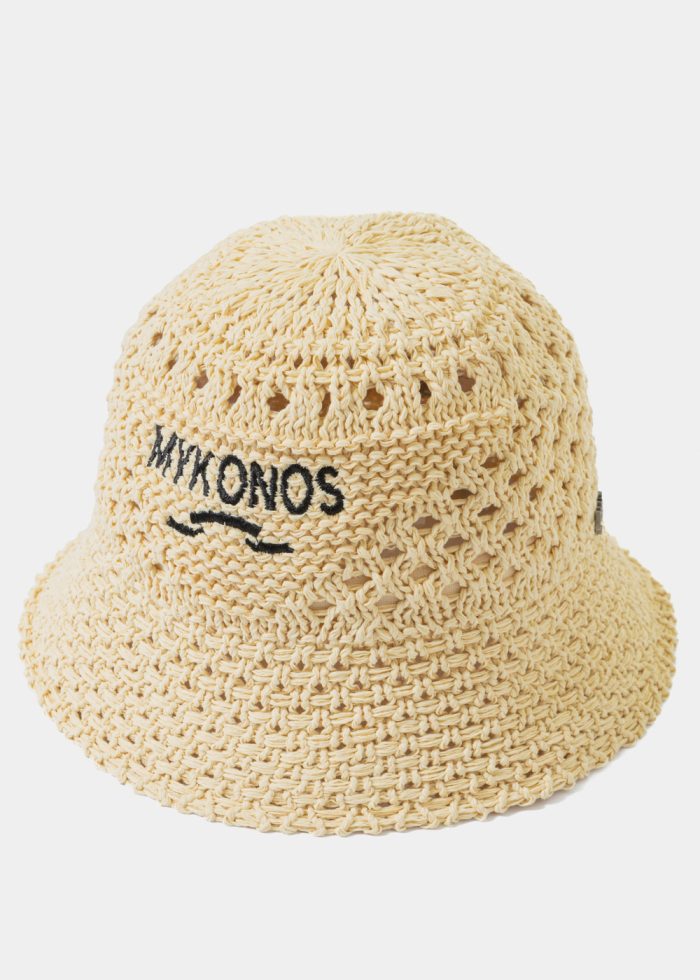 Beige "Mykonos" Knitted Bucket Hat - Image 2