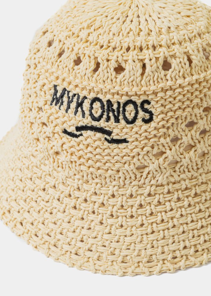 Beige "Mykonos" Knitted Bucket Hat - Image 3