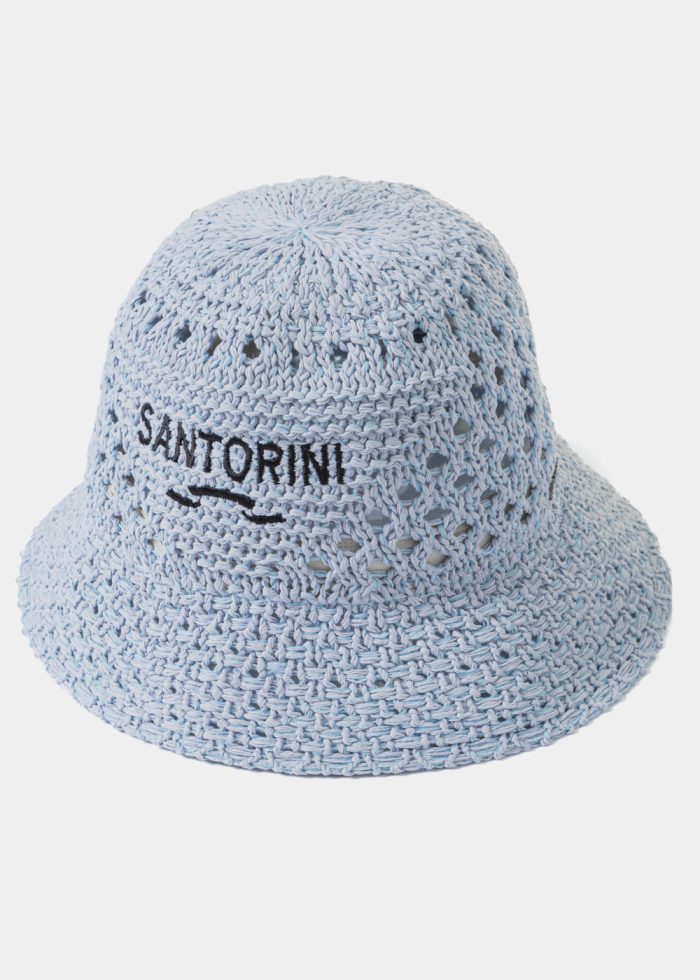Light Blue "Santorini" Knitted Bucket Hat - Image 2