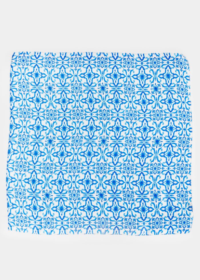 Blue Motif Satin Scarf - Image 2