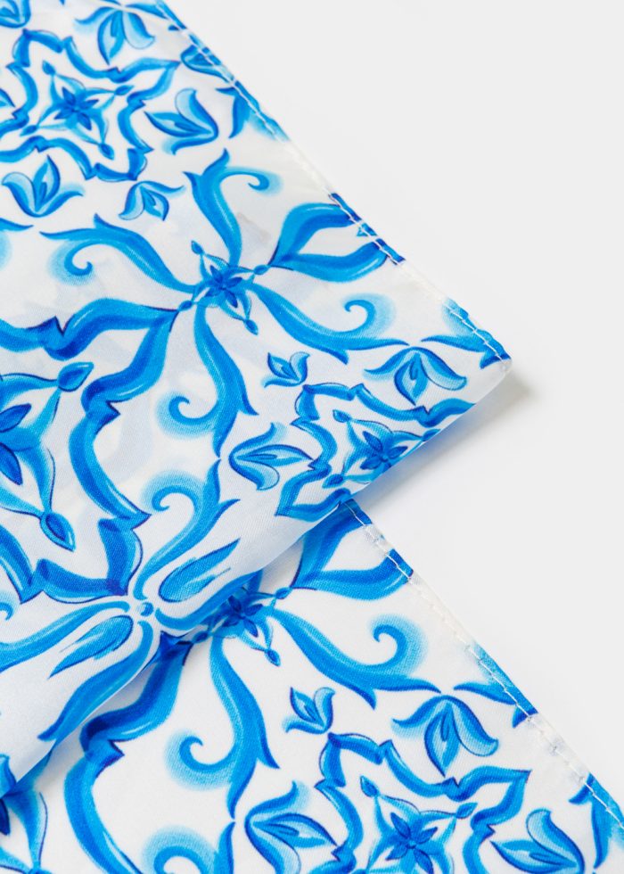 Blue Motif Satin Scarf - Image 3