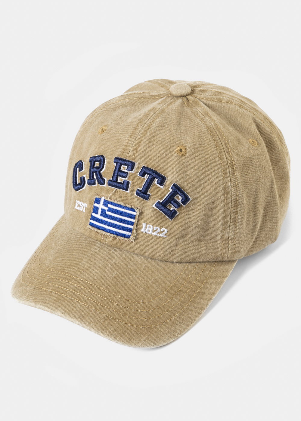 Crete Washed Beige w/ Greek Flag 2 Crete Washed Beige w/ Greek Flag 2 - Image 1