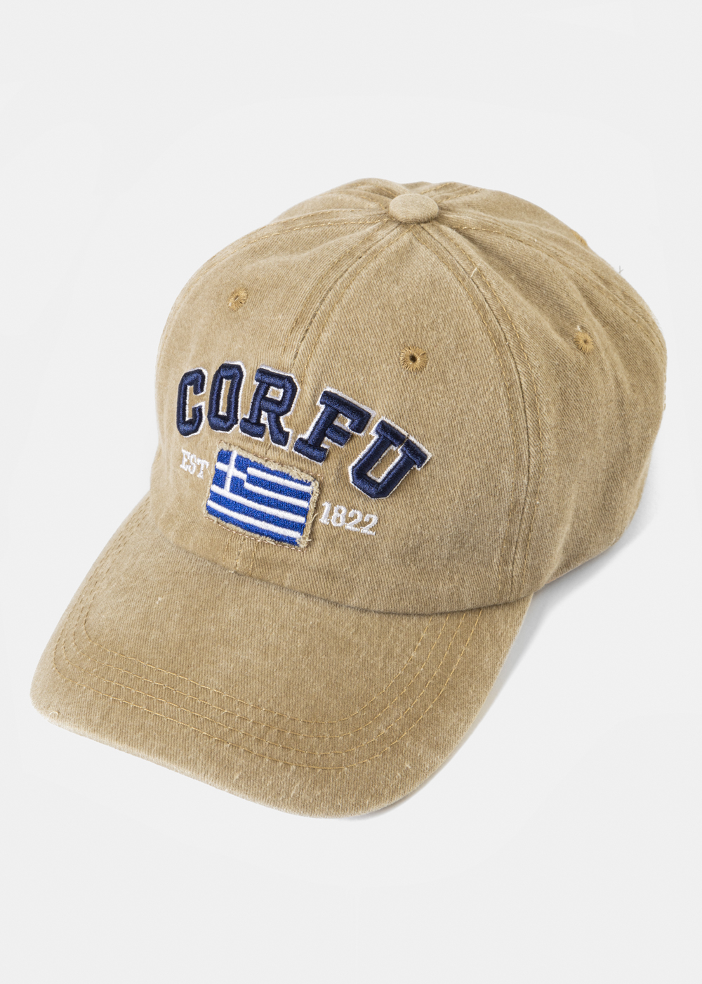 Corfu Washed Beige w/ Greek Flag 2 Corfu Washed Beige w/ Greek Flag 2 - Image 1