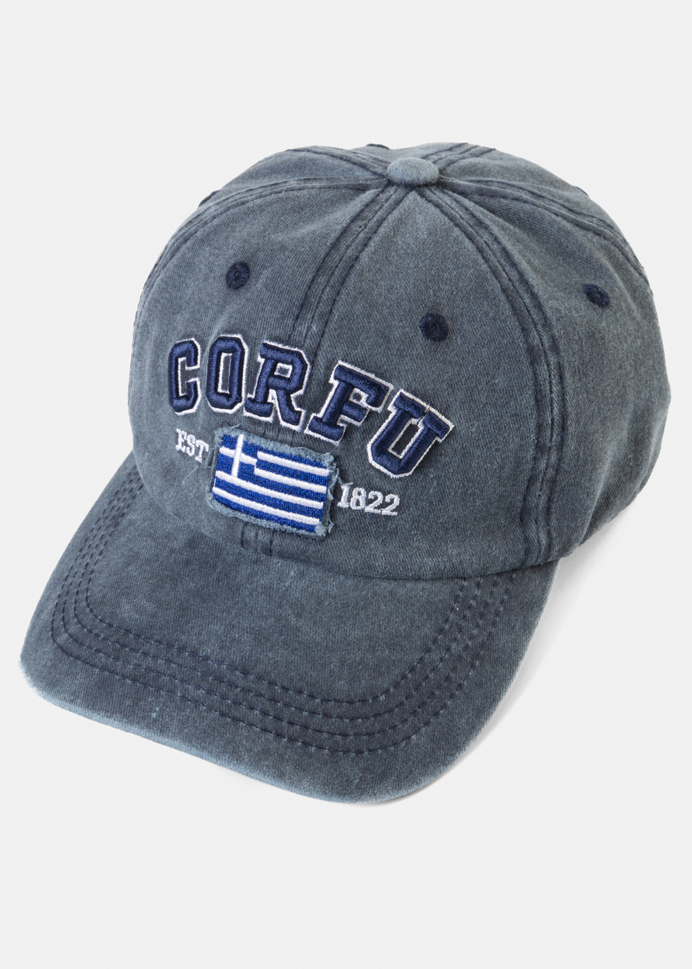 Corfu Washed Navy Blue w/ Greek Flag 2 Corfu Washed Navy Blue w/ Greek Flag 2 - Image 1