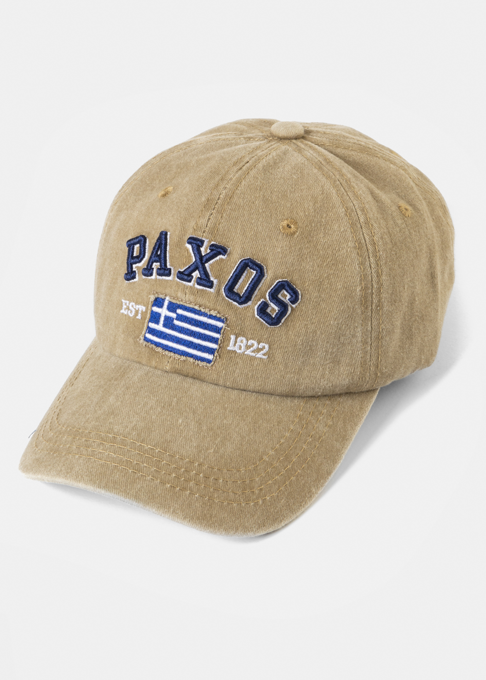 Paxos Washed Beige w/ Greek Flag 2 Paxos Washed Beige w/ Greek Flag 2 - Image 1