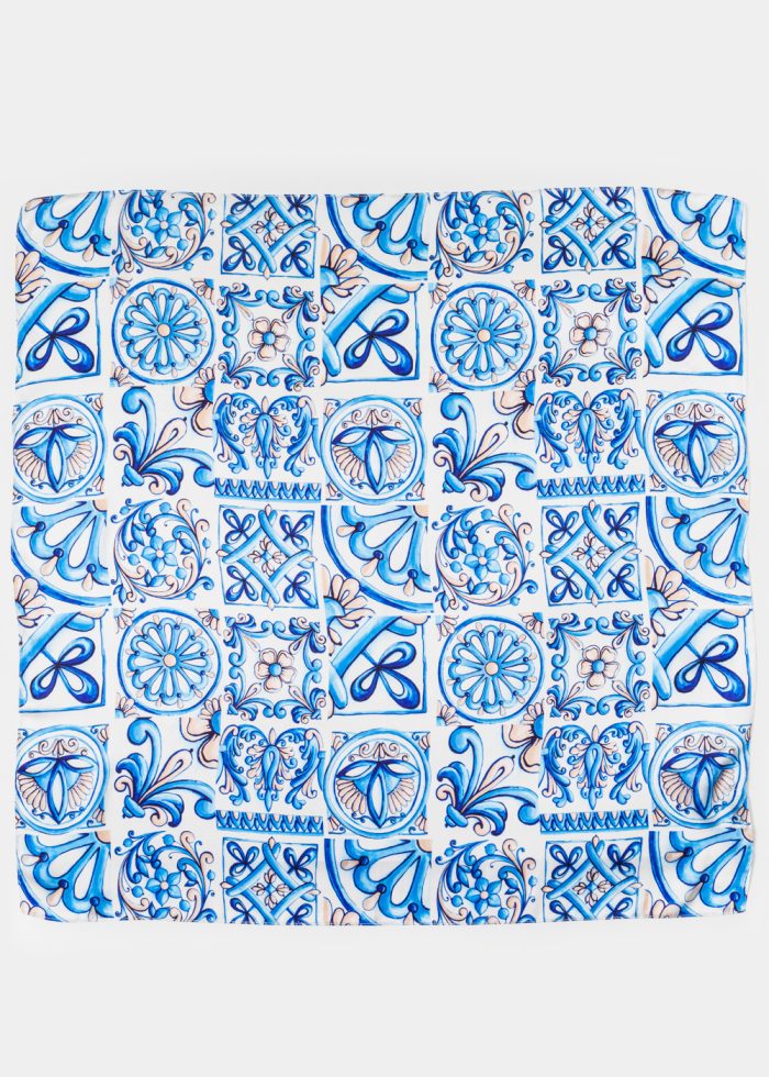 Blue Tiles Satin Scarf - Image 2