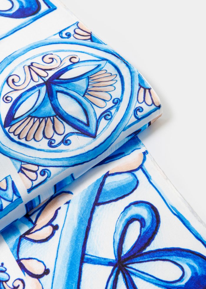 Blue Tiles Satin Scarf - Image 3