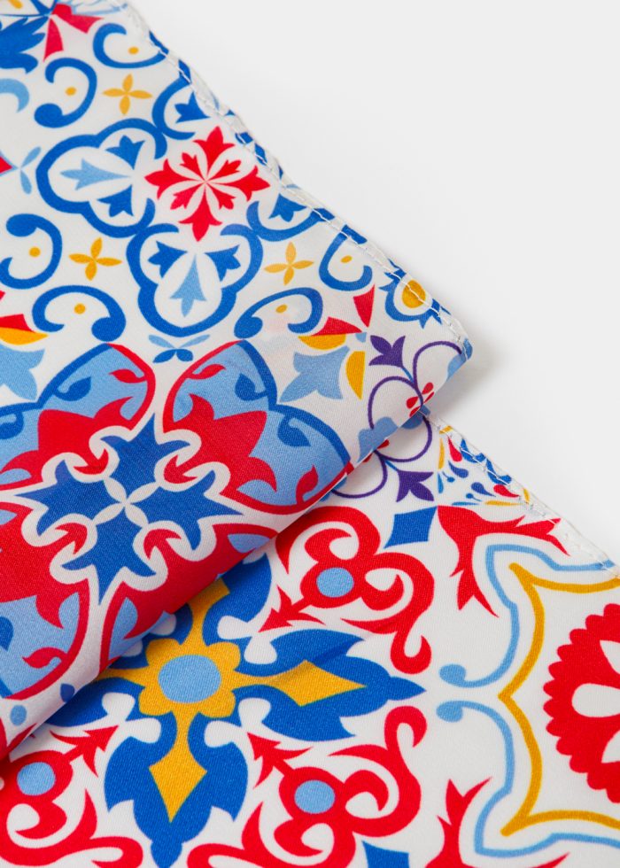 Colorful Majolica Satin Scarf - Image 3