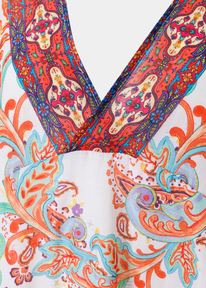 Orange Mini Paisley Dress - Image 3