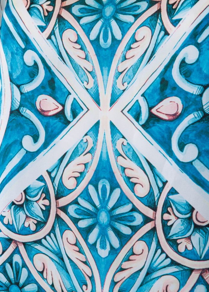 Butterfly Satin Dress w/ Tiles Pattern - Image 4