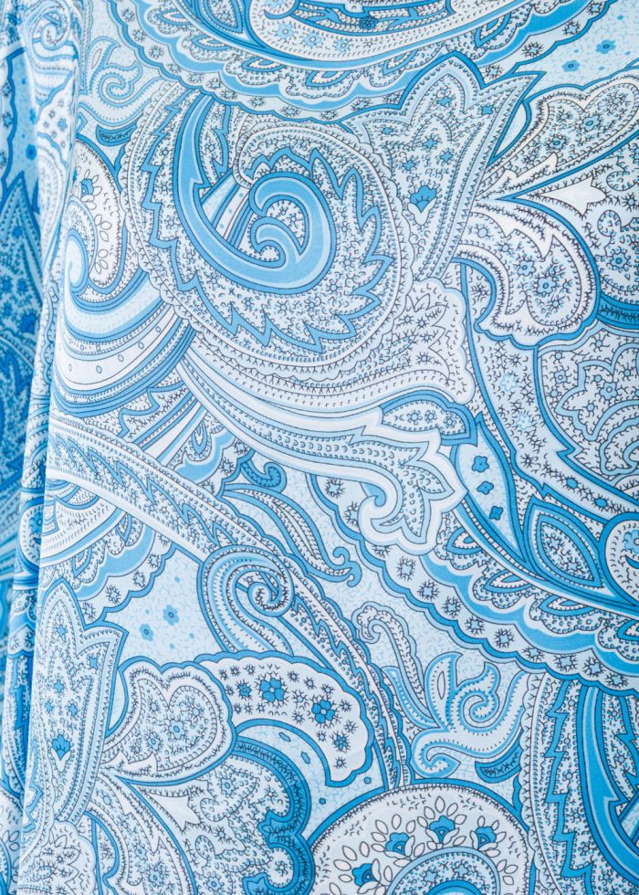 Butterfly Satin Dress w/ Blue Paisley - Image 3