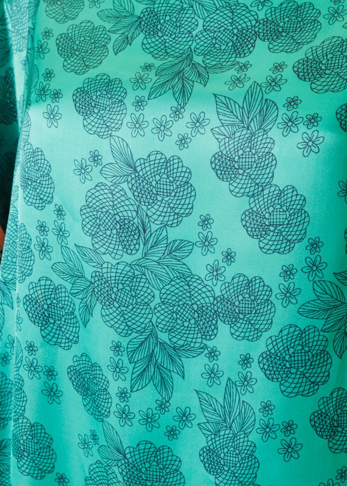 Butterfly Satin Dress w/ Flowers Pattern - Image 3