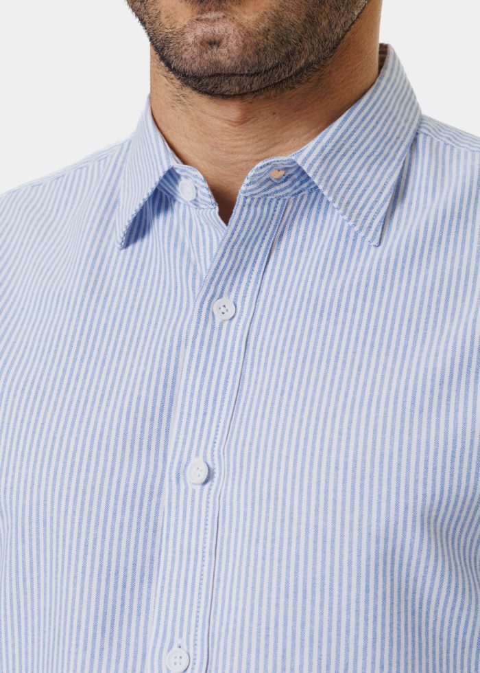 100% Cotton Blue Striped Shirt - Image 3