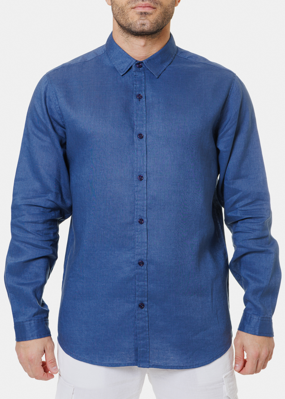 100% Linen Blue Shirt 100% Linen Blue Shirt - Image 1