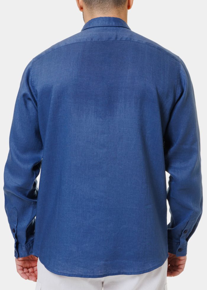 100% Linen Blue Shirt - Image 2