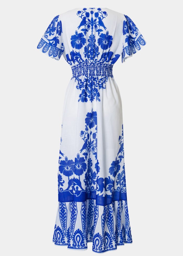 Blue Maxi Dress w/ Hibiscus Pattern - Image 2