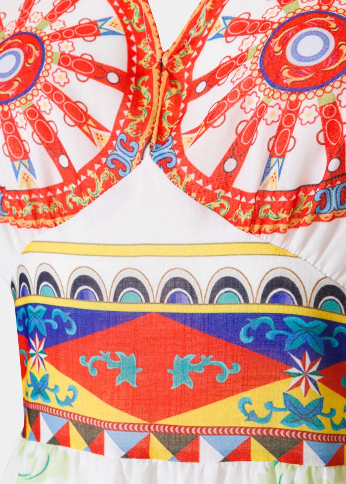 Colorful Maxi Dress w/ Red Wheels Design - Image 3