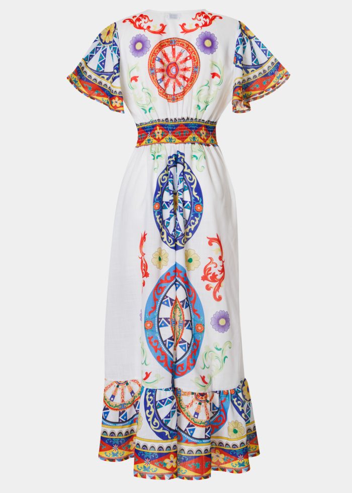 Colorful Maxi Dress w/ Red Wheels Design - Image 2