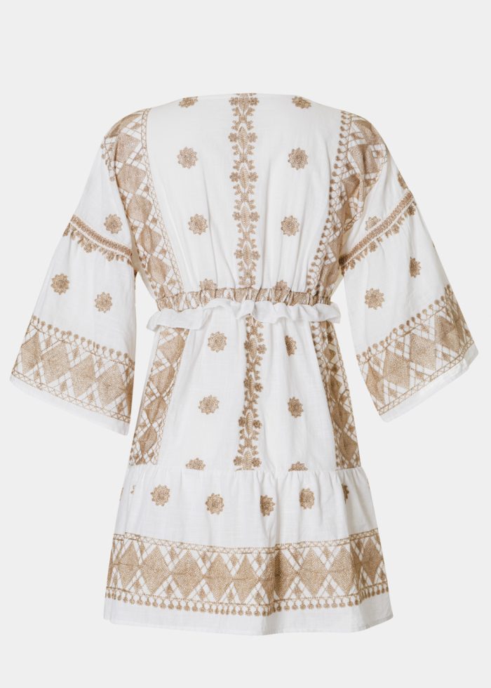 White & Gold Kimono w/ Embroidered Details - Image 3