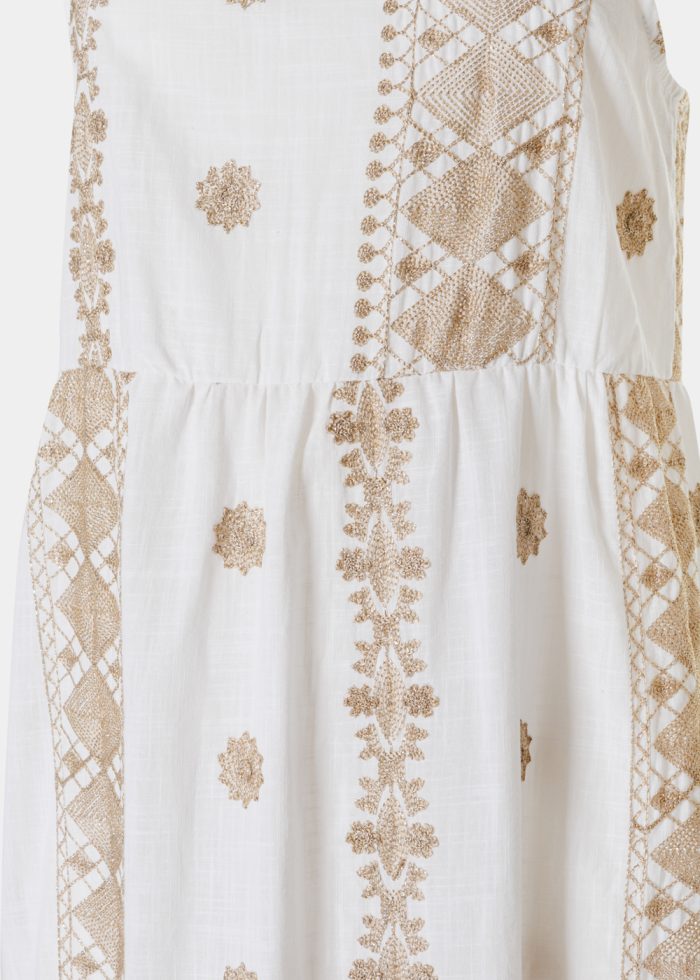 White & Gold Halter Neck Maxi Dress - Image 3