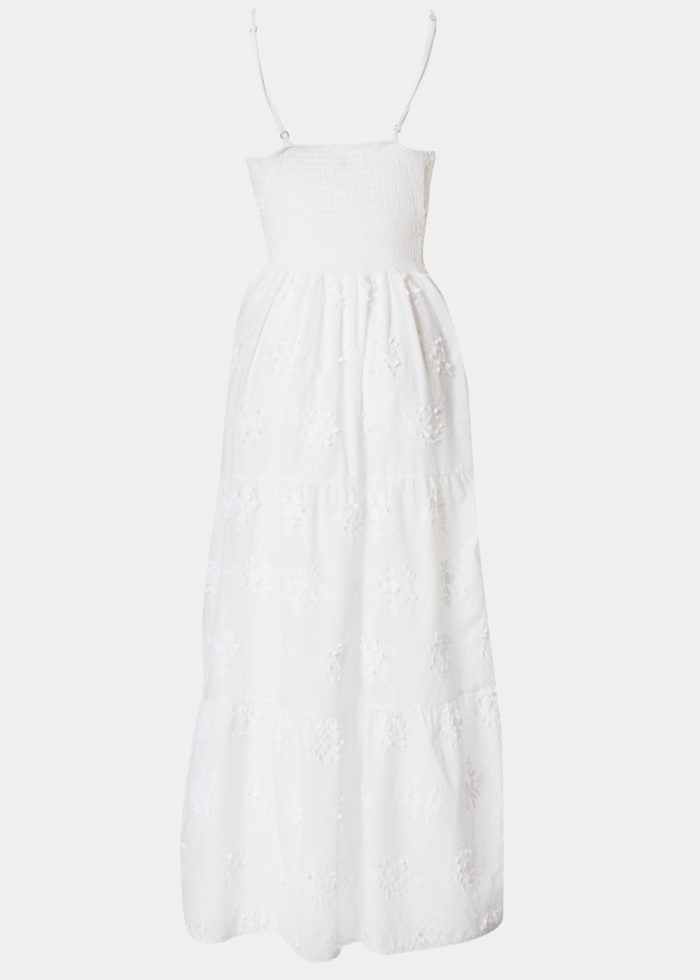 White Maxi Dress w/ Embroidered Flowers - Image 2