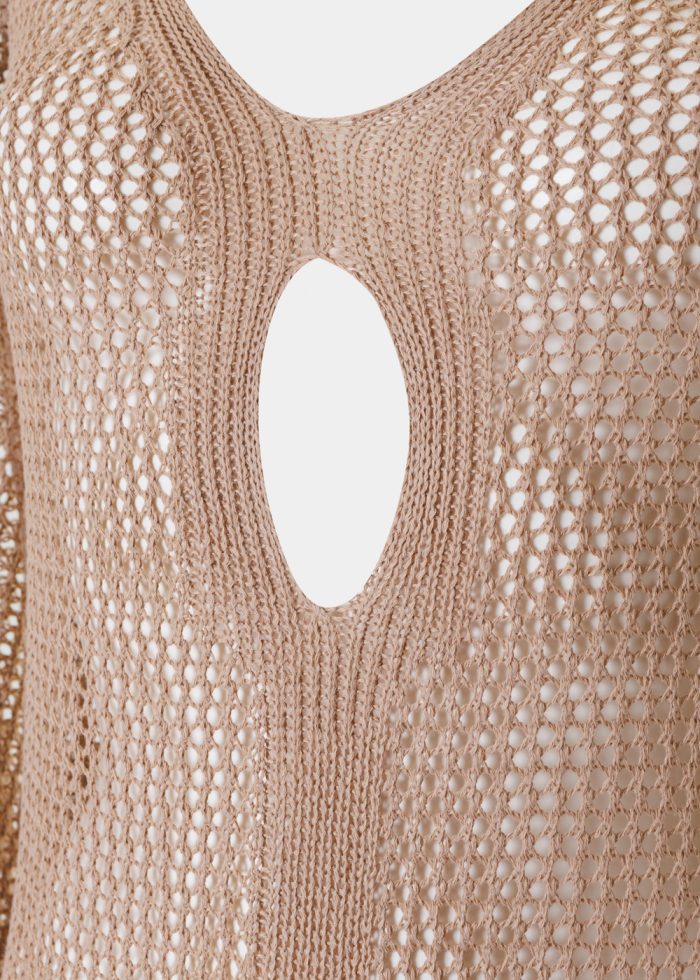 Brown Long Sleeved Knitted Beachwear - Image 4