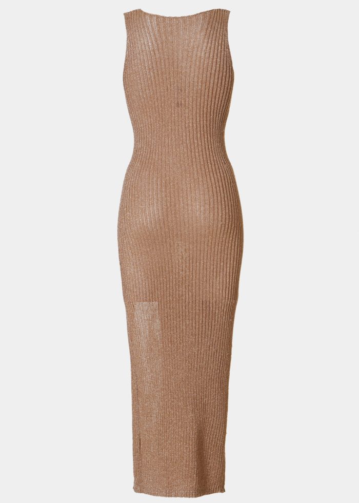 Brown Shimmery Knitted Beachwear - Image 4