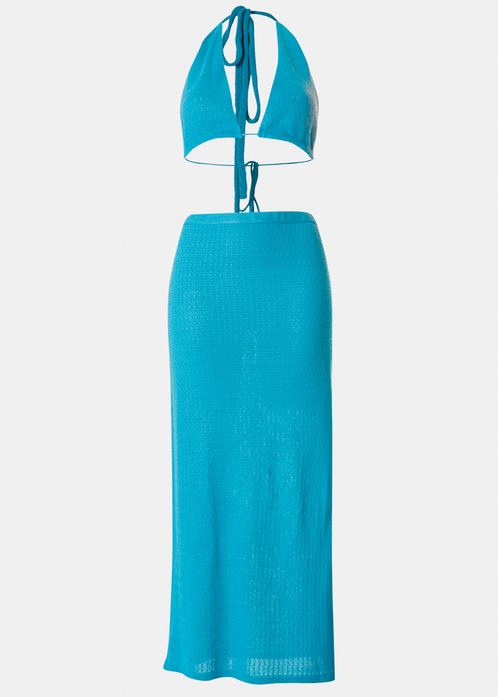 Blue Knitted Top & Skirt Set Blue Knitted Top & Skirt Set - Image 1