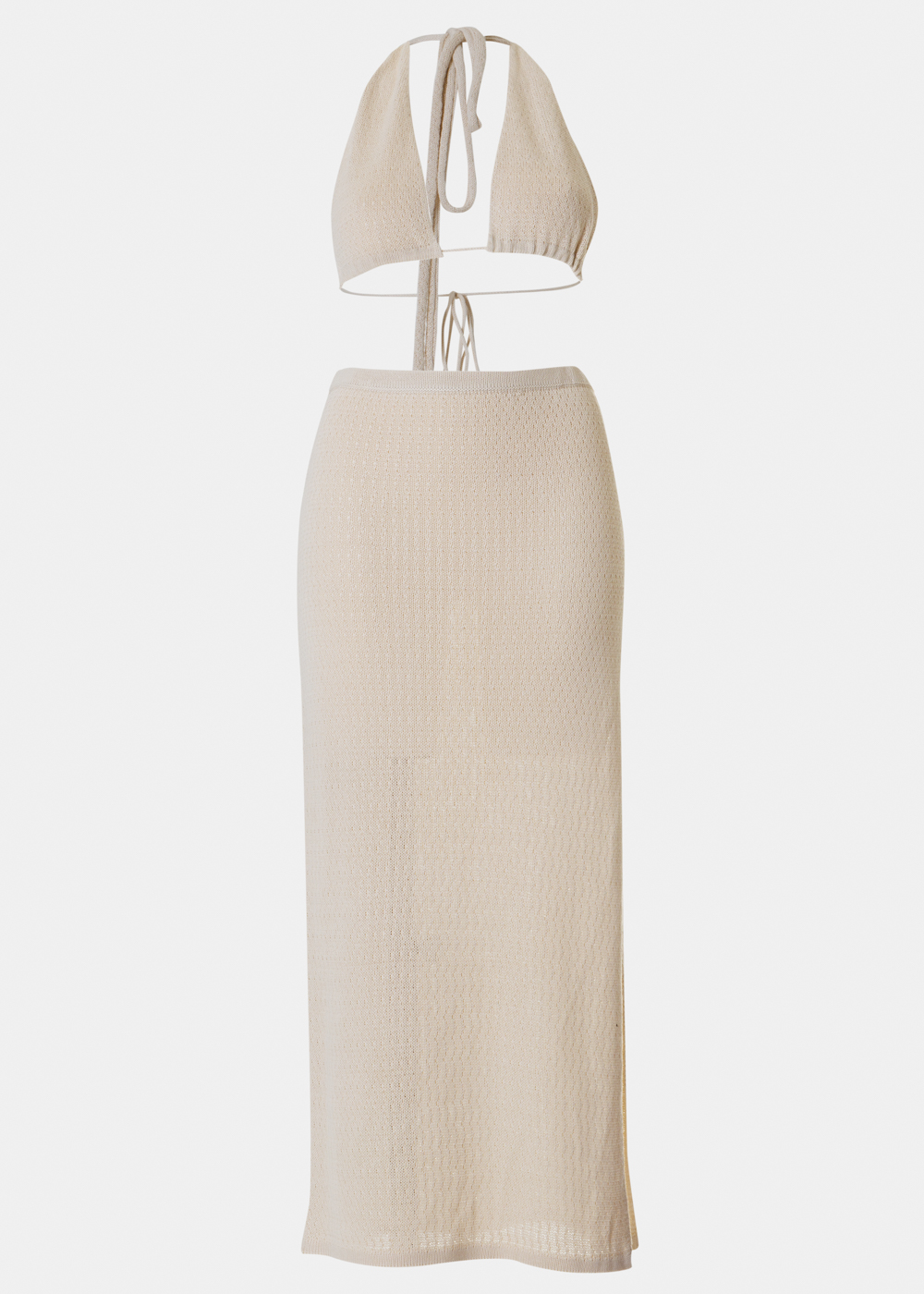 Beige Knitted Top & Skirt Set Beige Knitted Top & Skirt Set - Image 1