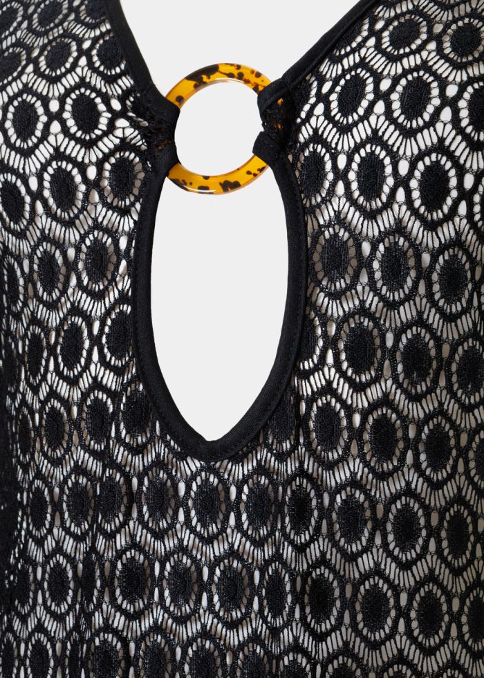 Long Sleeved Knitted Beachwear w/ Ring Detail - Image 2