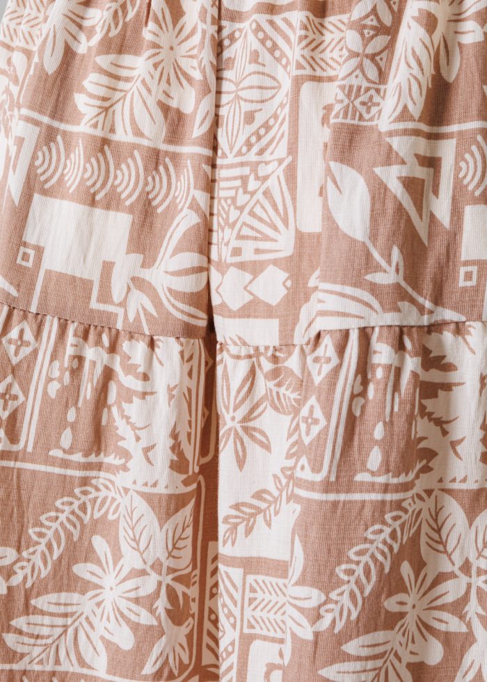 Beige Maxi Skirt w/ Leaves Pattern - Image 3