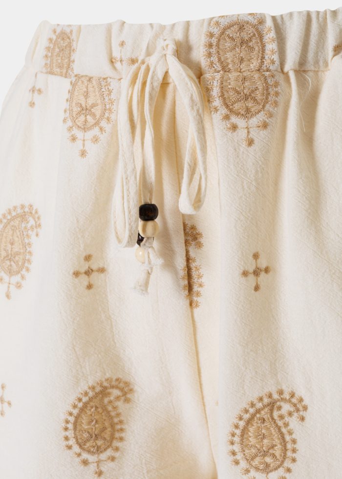 Beige Shorts w/ Embroidered Details - Image 3