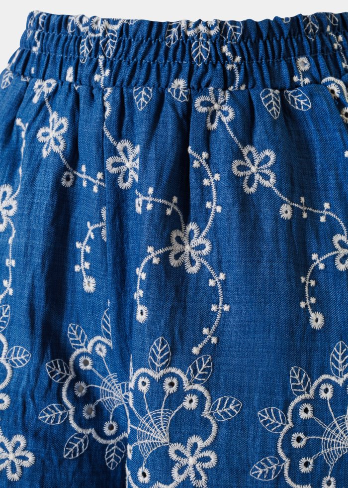 Blue Pants w/ Embroidered Flowers - Image 2