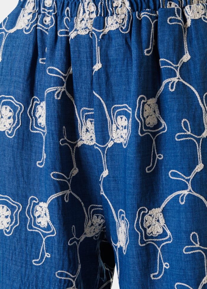 Blue Pants w/ Embroidered Anemones - Image 2