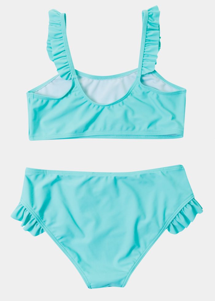 Girls Bikini Swimwear w/ Ruffles - Green - Image 2