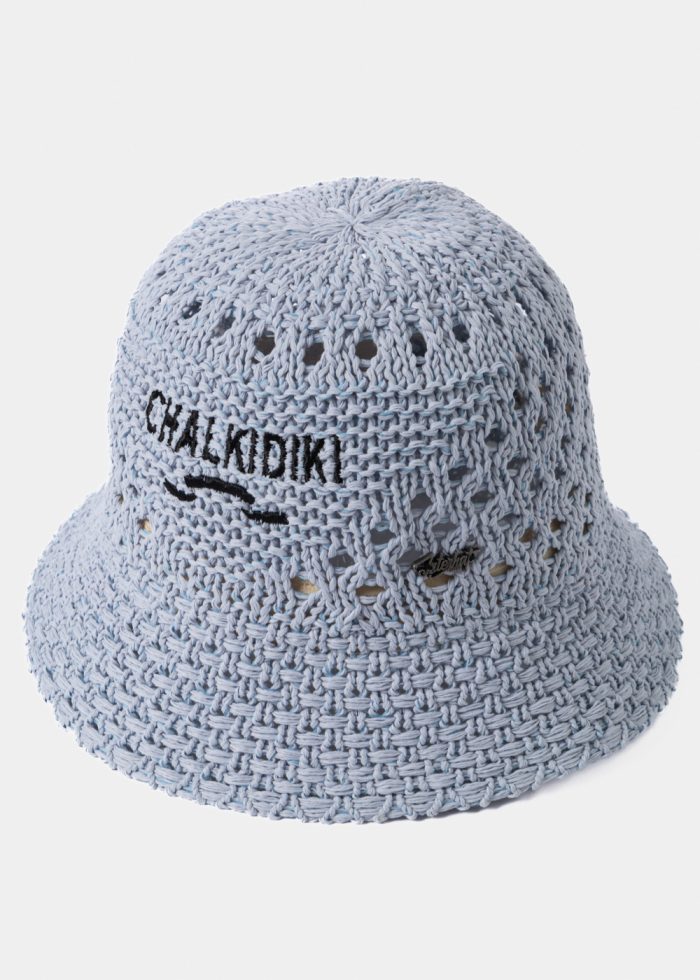Light Blue "Chalkidiki" Knitted Bucket Hat - Image 2