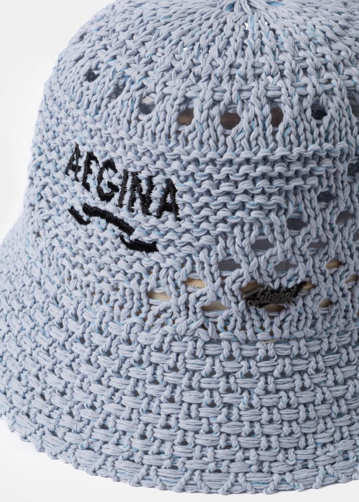 Light Blue "Aegina" Knitted Bucket Hat - Image 3