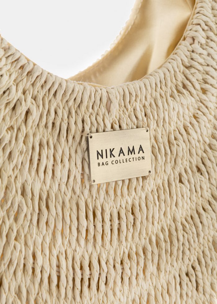 Oval Knitted Bag w/ Brown Leatherette Handle - Image 3