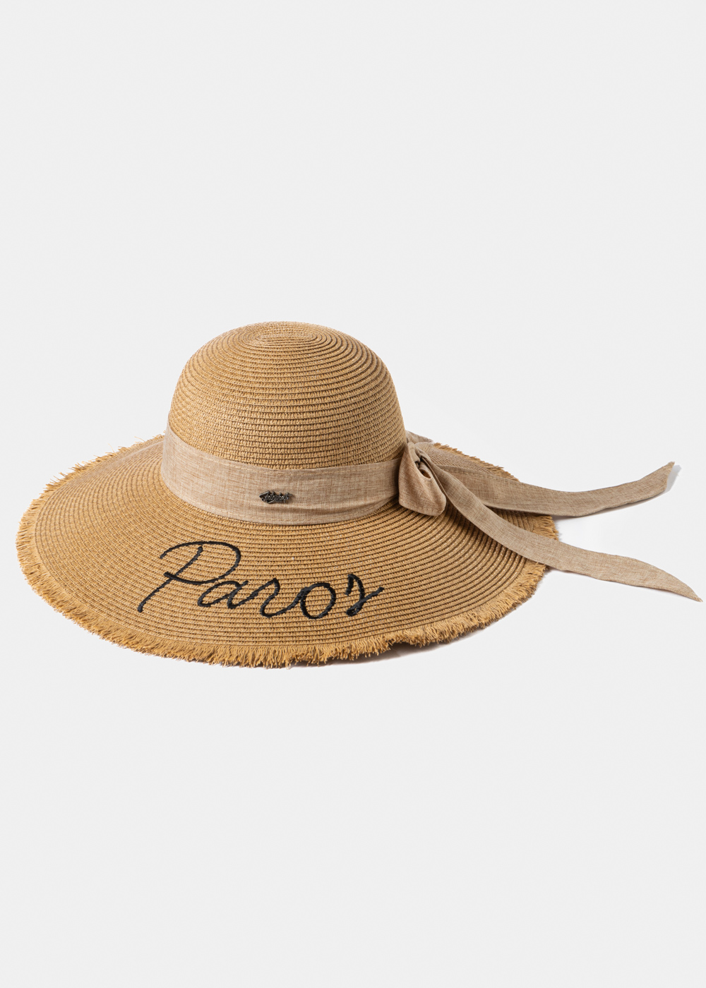 Brown "Paros" Straw Hat w/ Brown Ribbon Brown "Paros" Straw Hat w/ Brown Ribbon - Image 1