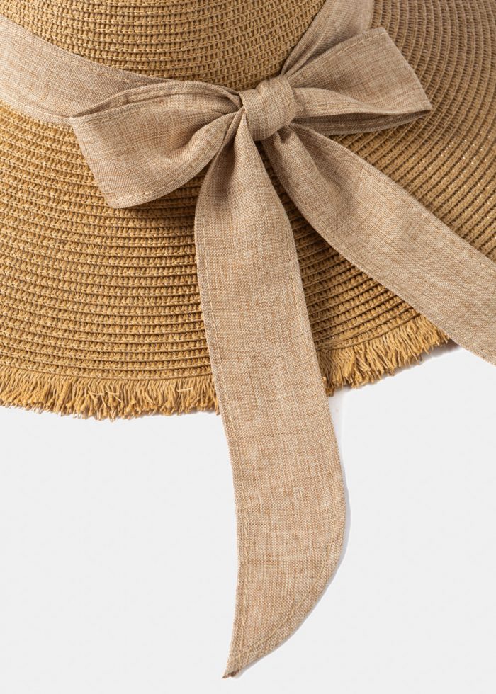 Brown "Paros" Straw Hat w/ Brown Ribbon - Image 4