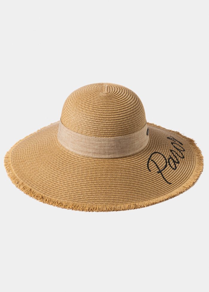 Brown "Paros" Straw Hat w/ Brown Ribbon - Image 2