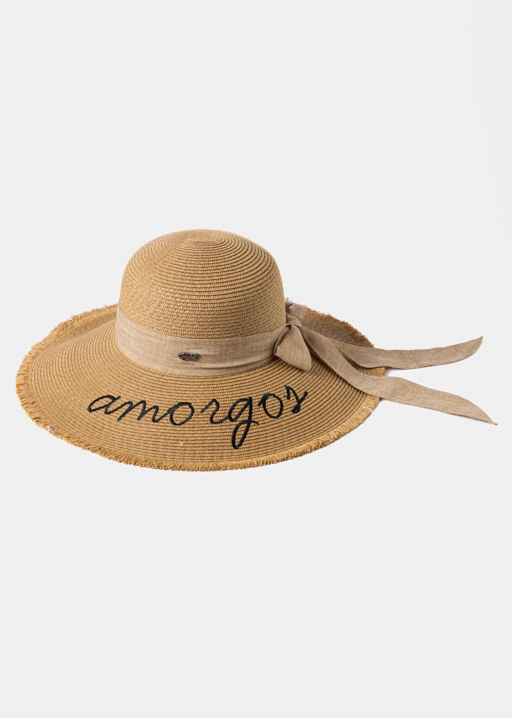 Brown "Amorgos" Straw Hat w/ Brown Ribbon Brown "Amorgos" Straw Hat w/ Brown Ribbon - Image 1