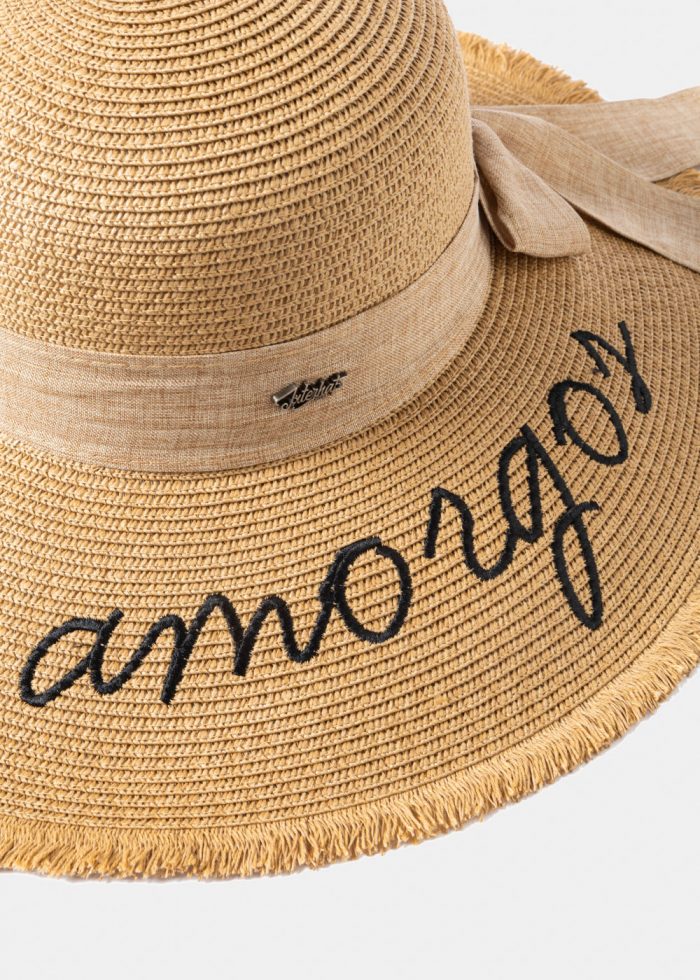 Brown "Amorgos" Straw Hat w/ Brown Ribbon - Image 3