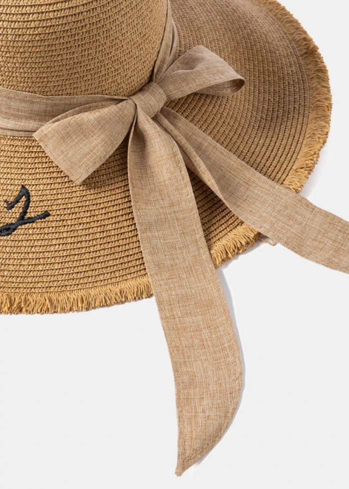 Brown "Amorgos" Straw Hat w/ Brown Ribbon - Image 4