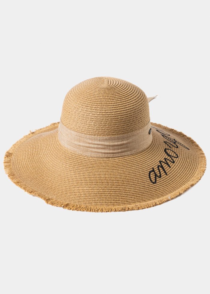 Brown "Amorgos" Straw Hat w/ Brown Ribbon - Image 2