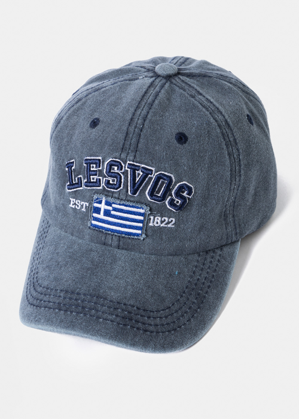 Lesvos Washed Navy Blue w/ Greek Flag 2 Lesvos Washed Navy Blue w/ Greek Flag 2 - Image 1