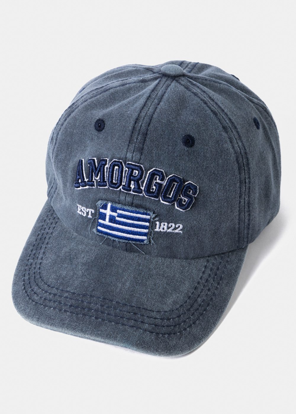 Amorgos Washed Navy Blue w/ Greek Flag Amorgos Washed Navy Blue w/ Greek Flag - Image 1