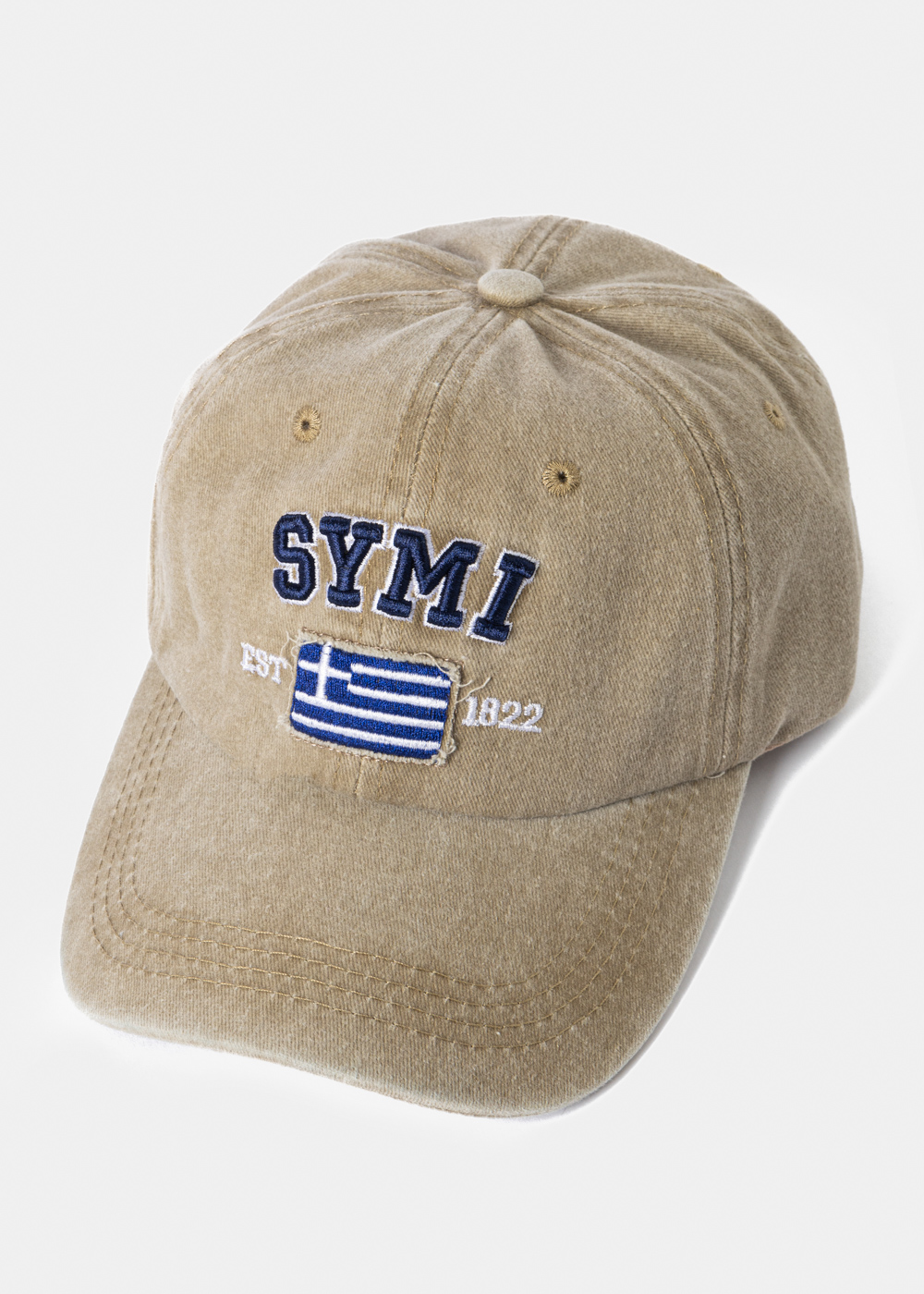 Symi Washed Beige w/ Greek Flag 2 Symi Washed Beige w/ Greek Flag 2 - Image 1